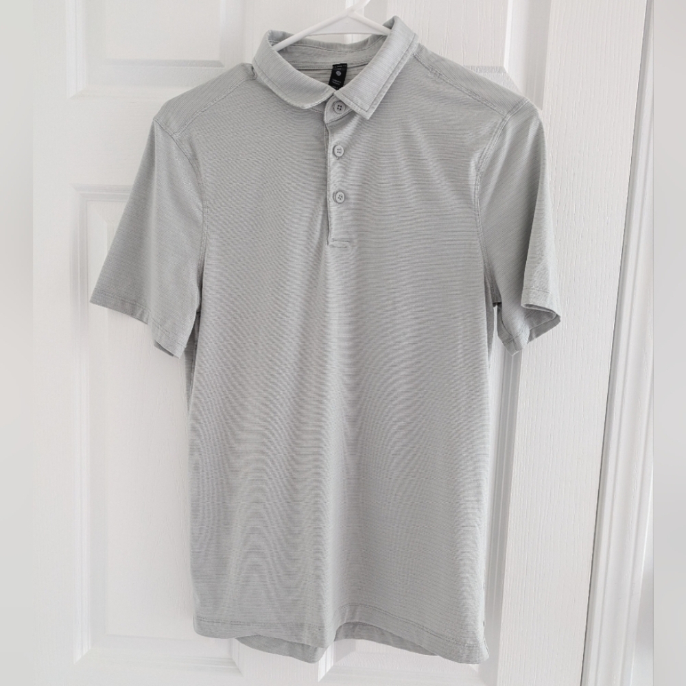 lululemon Men's Gray Striped Evolution Polo Size XS